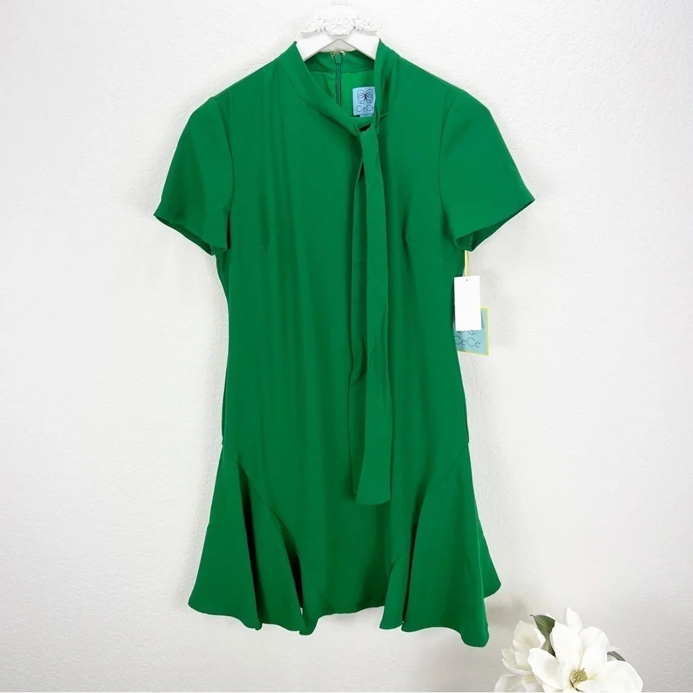 CeCe A-Line Bow Dress Green Size 2 NWT - Picture 2 of 7